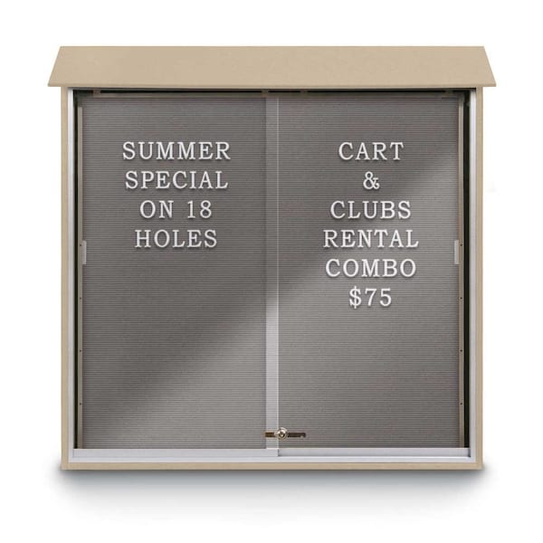 Outdoor Enclosed Combo Board, 72"x36", Bronze Frame/Grey & Forbo